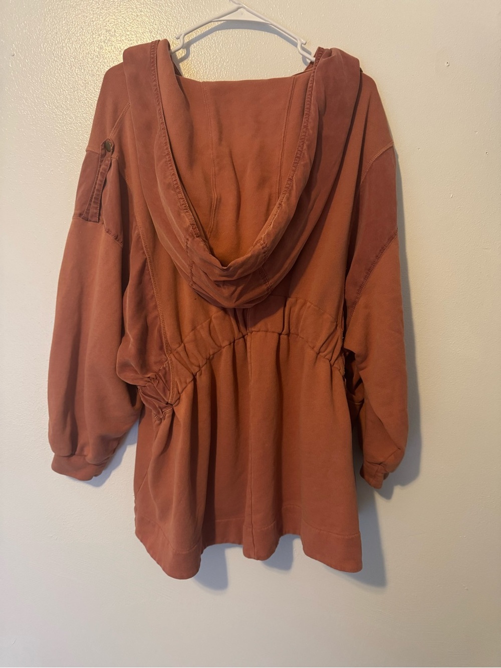 Free People Hooded Zip-Front Bomber Jacket in Rust - Picture 6 of 9
